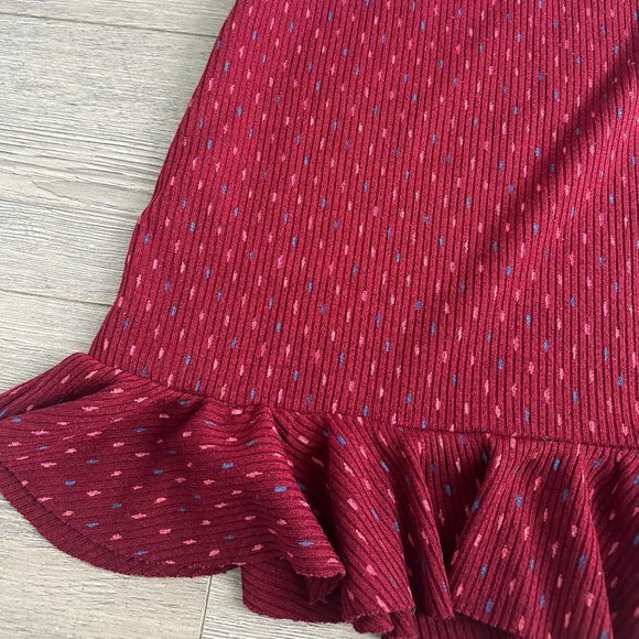 Free People Set The Mood Skirt Red Sweater Elastic Medium - Picture 4 of 5